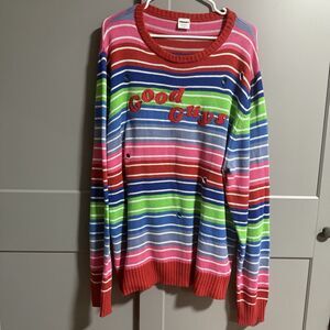 Universal Studios Spirit Knit Long Sleeve Chucky Distress Sweater Multicolor 2XL